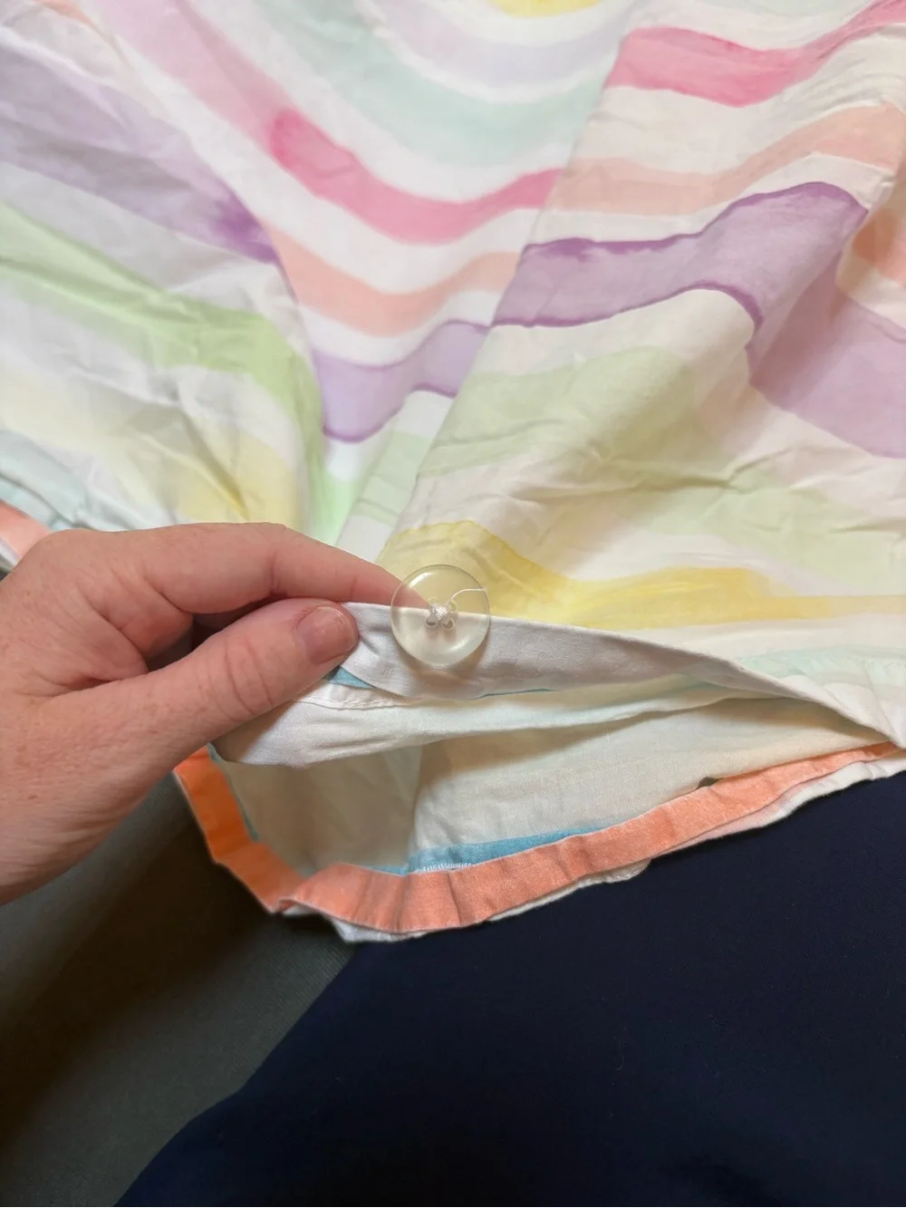 Pottery Barn Kids Kayla Stripe Organic Duvet Cover Watercolor Stripes Full/Queen